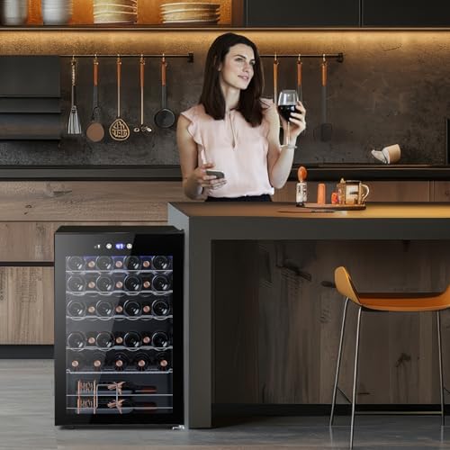 Electactic Wine Cooler Refrigerator 4.4Cu.Ft, 37 Bottle Freestanding Cabinet Wine Cellars, Wine Fridge With Glass Door For Home Use, Protecting Your Reds And Whites - View 2 | Fridge.com