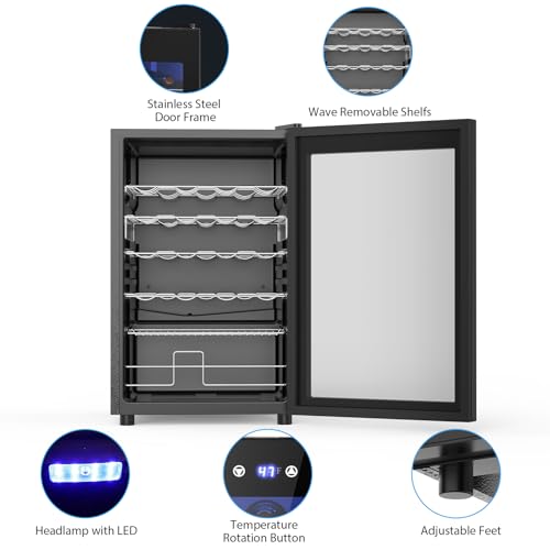 Electactic Wine Cooler Refrigerator 4.4Cu.Ft, 37 Bottle Freestanding Cabinet Wine Cellars, Wine Fridge With Glass Door For Home Use, Protecting Your Reds And Whites - View 3 | Fridge.com