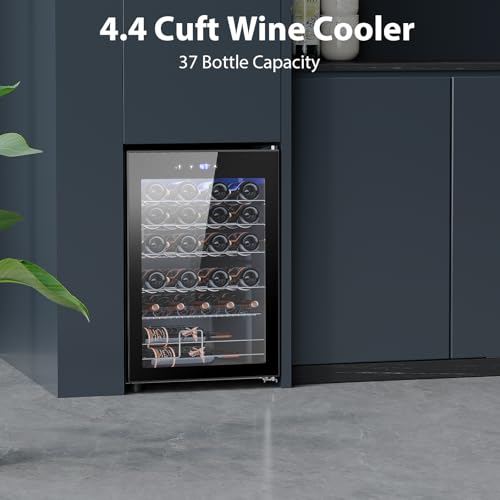 Electactic Wine Cooler Refrigerator 4.4Cu.Ft, 37 Bottle Freestanding Cabinet Wine Cellars, Wine Fridge With Glass Door For Home Use, Protecting Your Reds And Whites - View 4 | Fridge.com