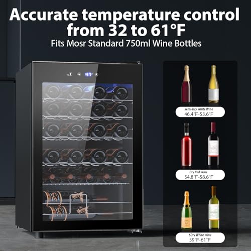 Electactic Wine Cooler Refrigerator 4.4Cu.Ft, 37 Bottle Freestanding Cabinet Wine Cellars, Wine Fridge With Glass Door For Home Use, Protecting Your Reds And Whites - View 5 | Fridge.com