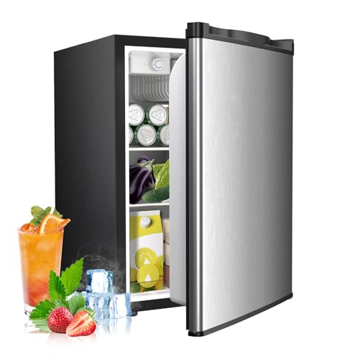 Electactic 2.56 Cu.ft Compact Refrigerator with Reversible Single Door, Silver | Fridge.com