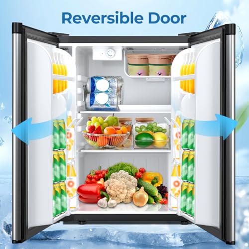 Electactic 2.56 cu.ft Compact Refrigerator With Reversible Single Door, Silver - View 4 | Fridge.com