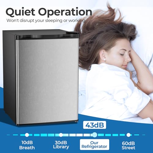 Electactic 2.56 cu.ft Compact Refrigerator With Reversible Single Door, Silver - View 5 | Fridge.com