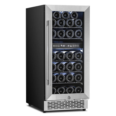 Electactic 27-Bottle Dual Zone Wine Cooler, 23" Wide Freestanding, 3.1cu.ft, Quiet Compressor, UV-Protect Dual-Pane Glass | Fridge.com