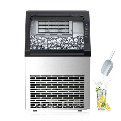Electactic 80lbs/day Commercial Ice Maker,produces 36 Bullet Ice Cubes Per Cycle (11-20 Mins), 13lbs Storage, Stainless Steel Housing, Auto Clean Func | Fridge.com