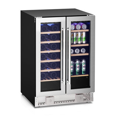 Electactic 24" Dual Zone Wine & Beverage Fridge - 20 Bottle/88 Can, Glass Door, Lock, Built-in/Freestanding | Fridge.com