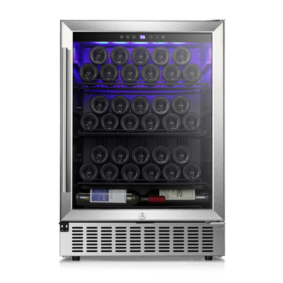 Electactic 24" Dual Zone Beverage Cooler - 46-Bottle/175-Can, Quiet, UV Glass, Blue LED & Adjustable Shelves — FIN-0015280 | Fridge.com