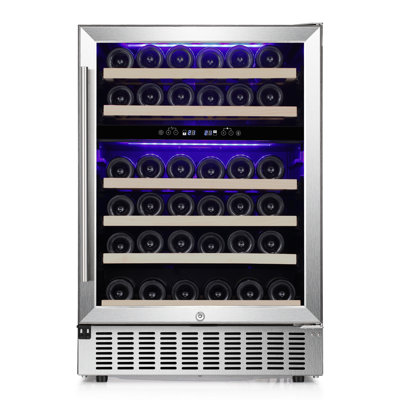 Electactic 46-Bottle Dual Zone Wine Cooler - 23.4" Wide Freestanding, Quiet Compressor, LCD Control | Fridge.com