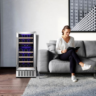 Electactic 24" Dual Zone Beverage Cooler - 46-Bottle/175-Can, Quiet, UV Glass, Blue LED & Adjustable Shelves | Fridge.com