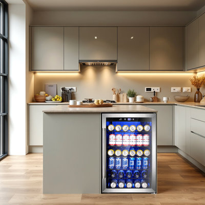 Electactic 4.5 Cu.ft Wine Cooler Freestanding Fridge With Reversible Glass Door,37 Bottle 145 Can Beverage Refrigerator Quiet With Led Lighting For Ho — FIN-0019573 | Fridge.com