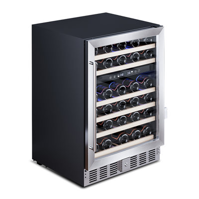 Electactic Dual Zone Wine Refrigerator, 52 Bottle Wine Cooler Refrigerator,39-64f Wine Fridge With Blue Led Lighting For Home Bar Office | Fridge.com