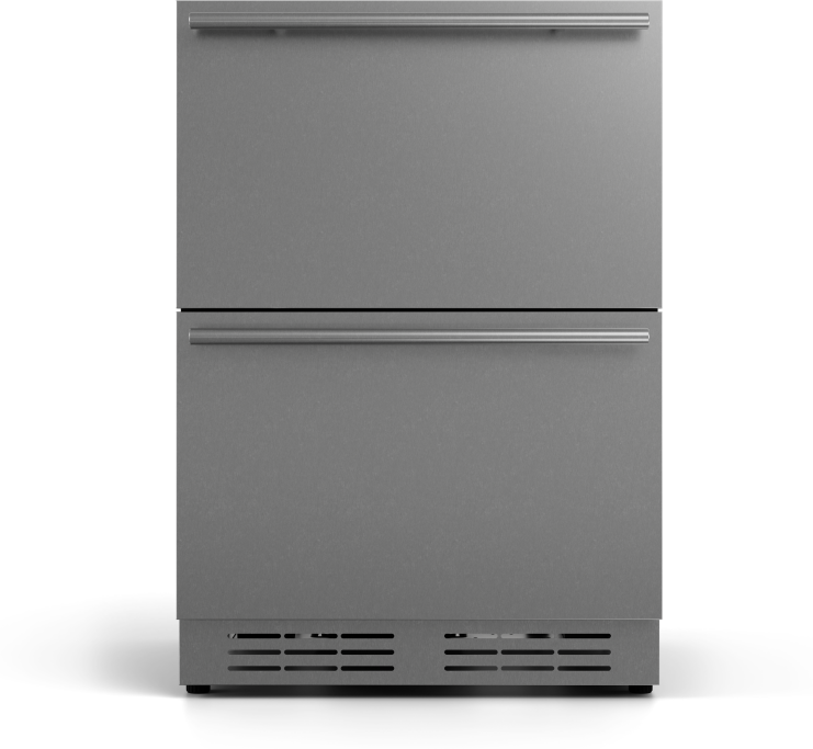 Elica EBD51SS1 24 Inch Panel Ready Built-In/Freestanding Undercounter Double-Drawer Refrigerator with 4.7 Cu. Ft. Capacity, 115 Total Can Capacity, 39 dBA, Soft Closing Drawers, Electronic LED Controls, Eco Mode, Door Open Alarm and Sabbath Mode (Stainless Steel Panels Included; Can Accept Custom Panels) | Fridge.com