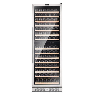 Empava 24" 160-Bottle Dual Zone Wine Cooler - Built-In or Freestanding, Quiet Compressor, Stainless Steel | Fridge.com