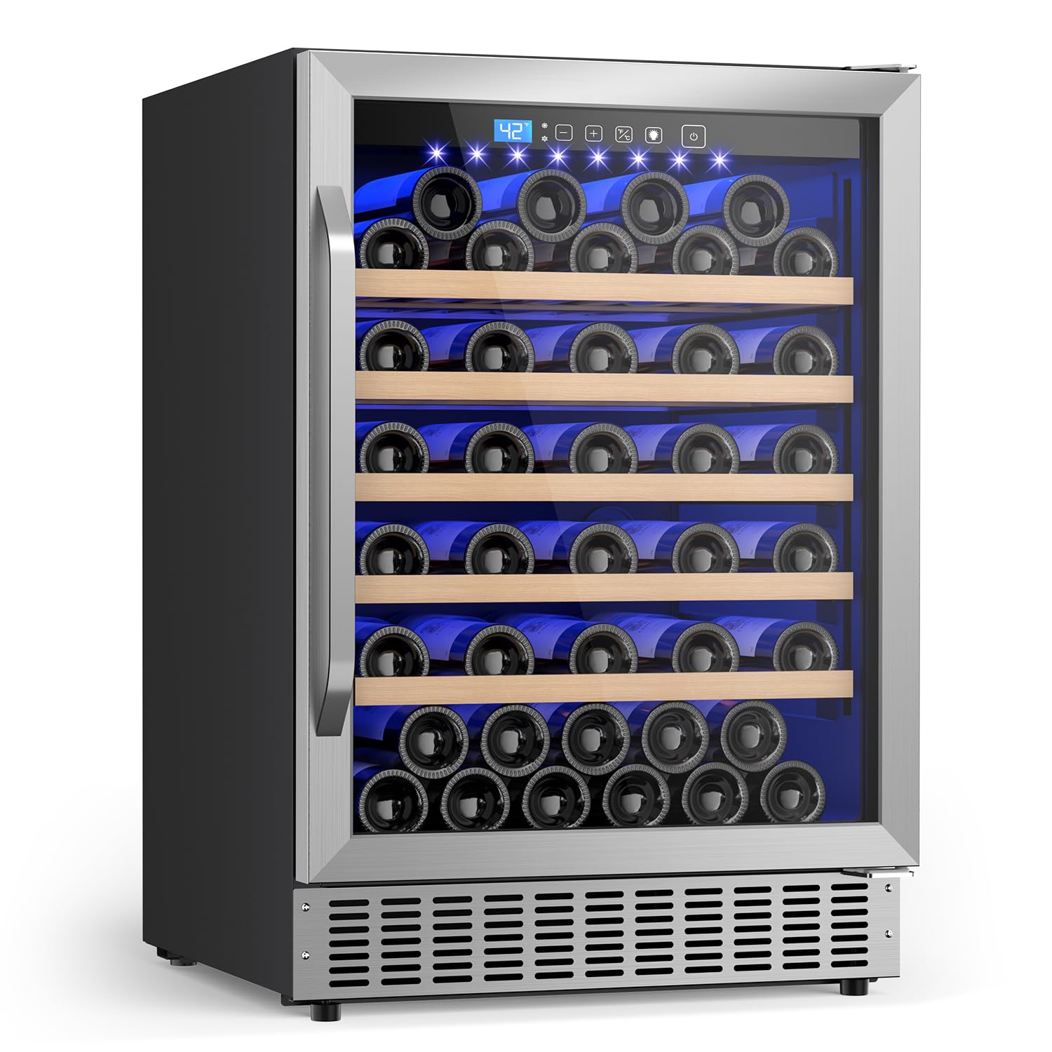 24 Inch Wine Fridge 54 Bottle Wine Cooler Refrigerator Freestanding/Built in, Compressor 4.9Cu.Ft Wine Cooler w/Lock & LED Display, 41-64 Digital Co — FIN-0006083 | Fridge.com