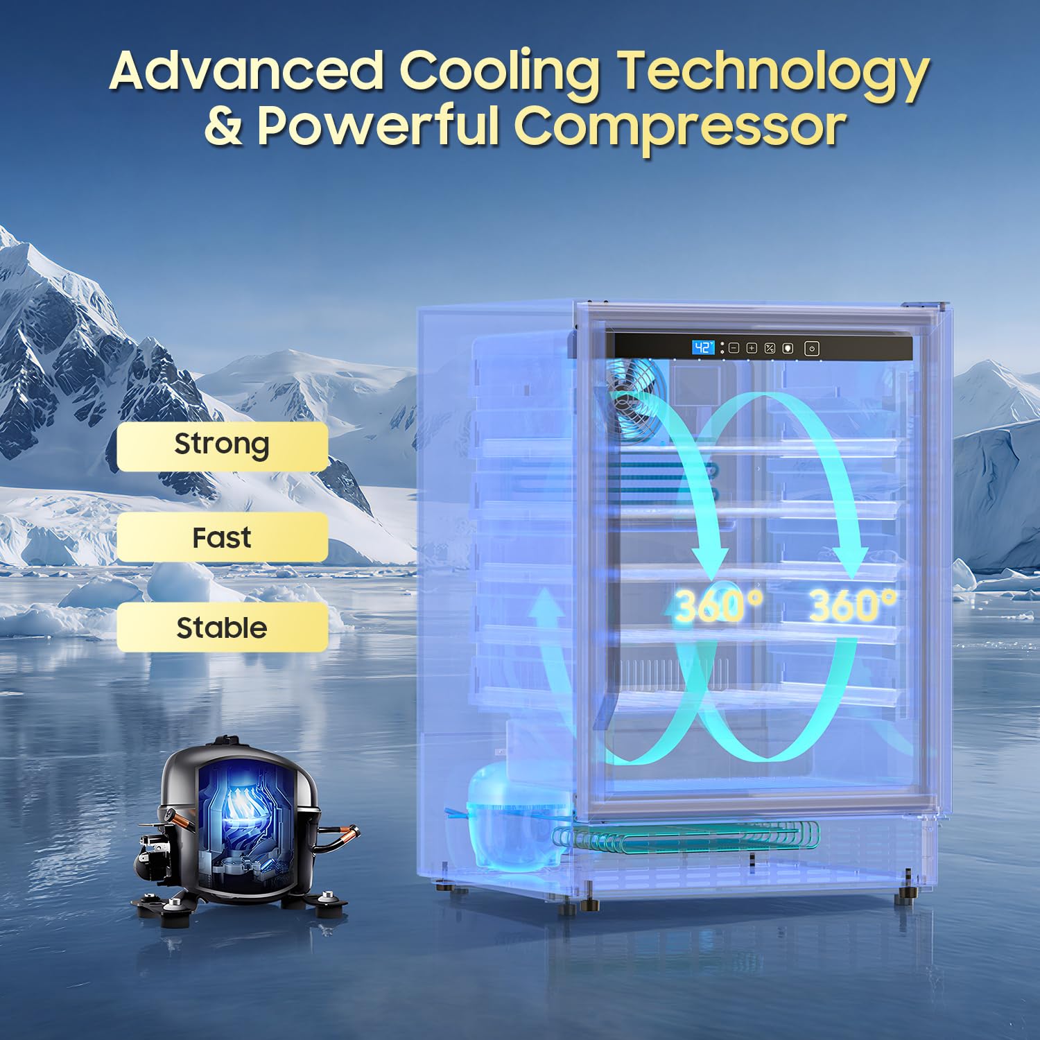 24 Inch Wine Fridge 54 Bottle Wine Cooler Refrigerator Freestanding/Built In, Compressor 4.9Cu.Ft Wine Cooler W/Lock & LED Display, 41-64 Digital Co - View 4 | Fridge.com