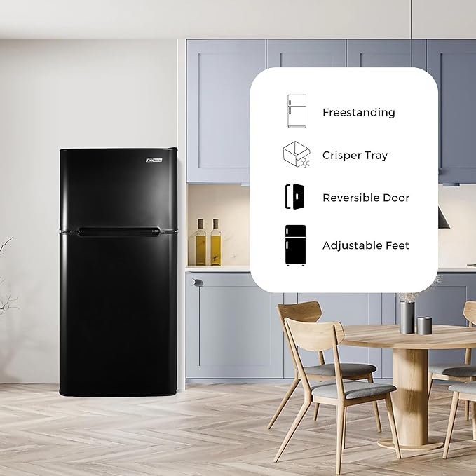 Equator Advanced Appliances Conserv 19in Stainless Compact 2 Door Refrigerator 4.5cf Reversible Door 110V In Black - View 6 | Fridge.com