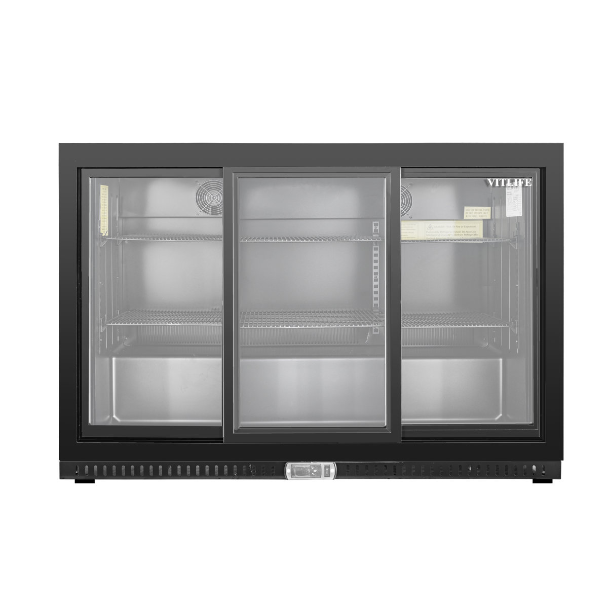 Equator - Vitlife 11.6 Cu.Ft. Bar Fridge, 3 Sliding Glass Doors, LED, Beer & Wine Cooler for Bar/Home - Black | Fridge.com