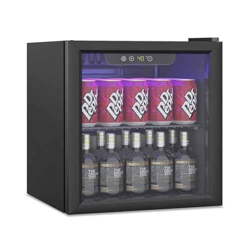 Erivess Compact Beverage Refrigerator,60 Can/1.3 Cubic Feet Mini Fridge with Glass Door for Soda, Beer, or Wine, Under Counter Small Refrigerator with Adjustable Shelves and Digital Display | Fridge.com