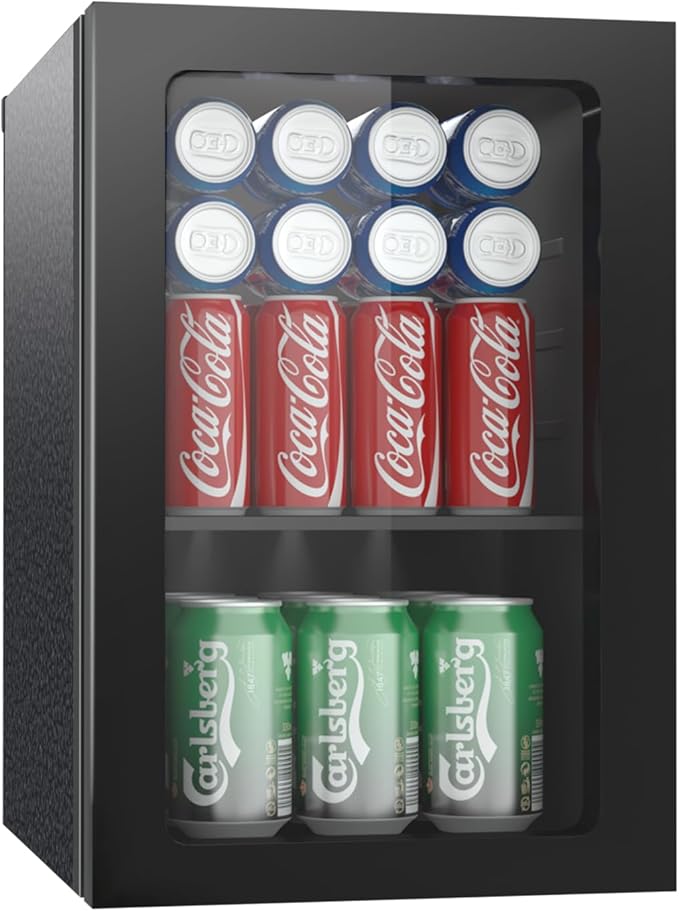 Erivess Compact Freestanding Beverage Refrigerator,24 Can/0.9 Cubic Feet Mini Fridge with Reversible Glass Front Door for Soda, Beer or Wine, Under Counter Small Refrigerator with Adjustable Shelves | Fridge.com