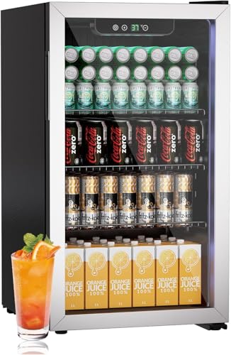 Erivess 3.1 Cubic Feet/110 Can Beverage Refrigerator,17 Inch Fridge with Adjustable Shelve & LED Display for Soda Beer or Wine, Drink Refrigerator for Home Bar Office(Silver) | Fridge.com