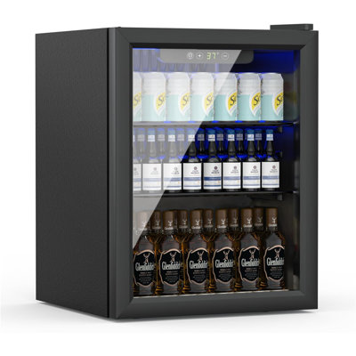 Erivess Beverage Refrigerator, 70 Can/1.6 Cu.ft Mini Fridge Cooler with Digital Thermostat, Glass Door & Adjustable Shelf, Freestanding Small Drink Fr — FIN-0018549 | Fridge.com