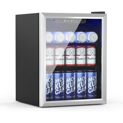 Erivess Beverage Refrigerator, 70 Can/1.6 Cu.ft Mini Fridge Cooler with Digital Thermostat, Glass Door & Adjustable Shelf, Freestanding Small Drink Fr — FIN-0018051 | Fridge.com
