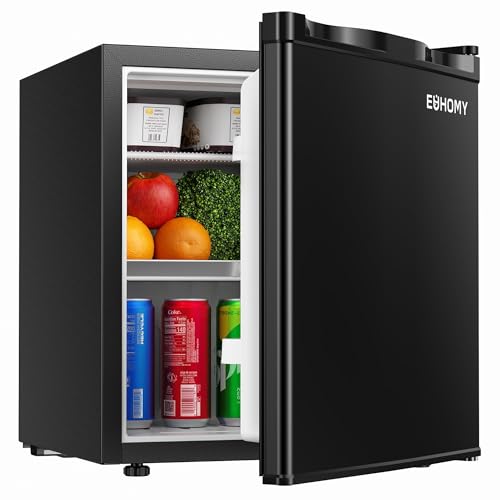 EUHOMY 1.7 Cu.Ft Mini Fridge with Freezer, Reversible Single Door Compact Refrigerator, Adjustable Thermostat, Energy Saving, Mini Fridge for Bedroom, Office, Dorm, Black | Fridge.com