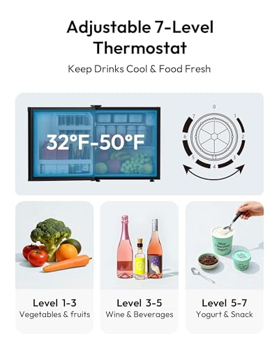 Euhomy 1.7 cu.ft Mini Fridge With Freezer, Reversible Single Door Compact Refrigerator, Adjustable Thermostat, Energy Saving, Mini Fridge For Bedroom, Office, Dorm, Black - View 4 | Fridge.com
