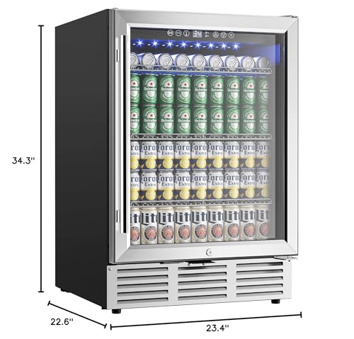 Euhomy 24 Inch Beverage Refrigerator, 180 Can Built-In Beverage Cooler, Under Counter Beer Fridge With Glass Door For Soda, Water, Wine - For Kitchen, Bar Or Office - View 2 | Fridge.com
