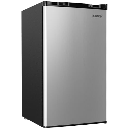 EUHOMY 3.2 Cu.Ft Mini Fridge with Freezer, Single Door Compact Refrigerator, Energy Saving, Mini Refrigerator Adjustable Thermostat, Mini fridge for Bedroom, Dorm, Office, Silver | Fridge.com