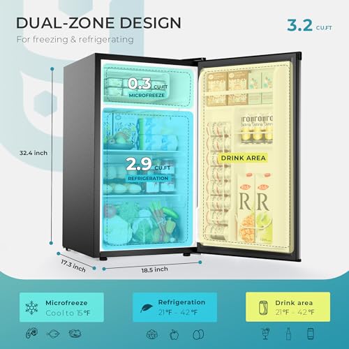Euhomy 3.2 cu.ft Mini Fridge With Freezer, Single Door Compact Refrigerator, Energy Saving, Mini Refrigerator Adjustable Thermostat, Mini Fridge For Bedroom, Dorm, Office, Silver - View 2 | Fridge.com