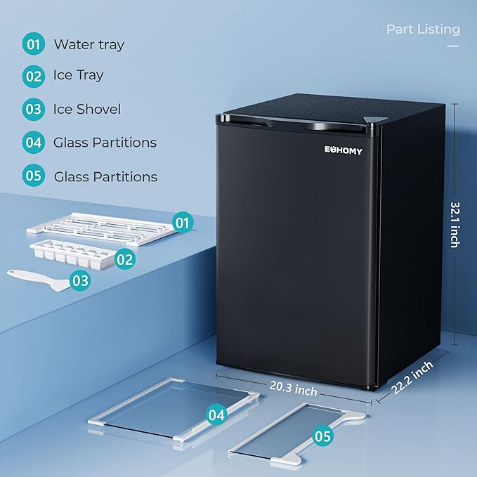 Euhomy 4.4 cu.ft Fridge With Freezer, Single Door Compact Refrigerator, Adjustable Thermostat, Mini Refrigerator Energy Saving, Mini Fridge For Bedroom, Dorm, Office, Black - View 6 | Fridge.com