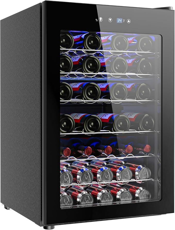 EUHOMY 45 Bottle Wine Cooler Refrigerator, Small Wine Fridge for Red, White and Champagne, 4.5 Cu.ft Mini Fridge with Adjust Temperature, Black | Fridge.com
