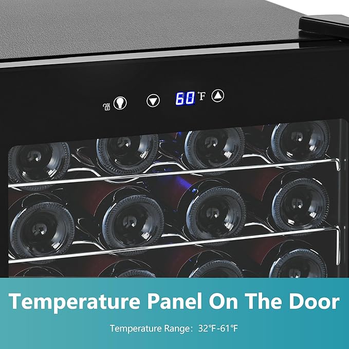 Euhomy 45 Bottle Wine Cooler Refrigerator, Small Wine Fridge For Red, White And Champagne, 4.5 cu.ft Mini Fridge With Adjust Temperature, Black - View 4 | Fridge.com