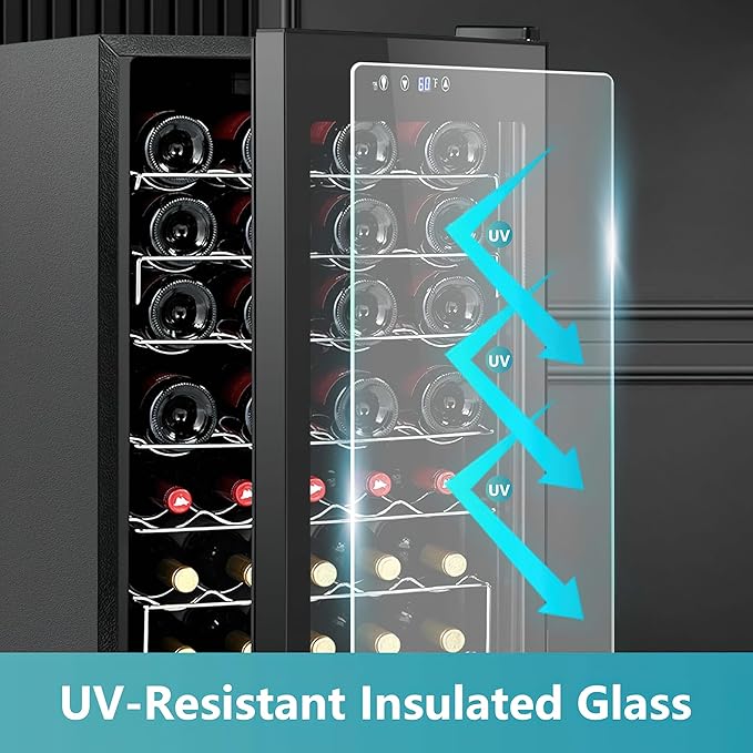 Euhomy 45 Bottle Wine Cooler Refrigerator, Small Wine Fridge For Red, White And Champagne, 4.5 cu.ft Mini Fridge With Adjust Temperature, Black - View 5 | Fridge.com