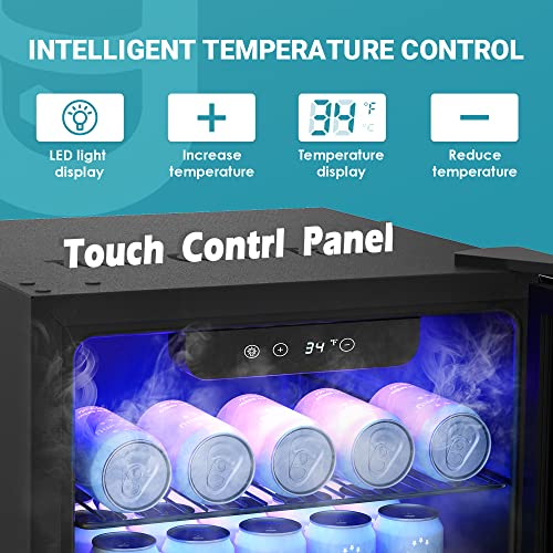 Euhomy Beverage Refrigerator Cooler, 130 Can Mini Fridge With Glass Door For Soda Beer Or Wine, Beverage Cooler For Home, Office, Bar With Adjustable Removable Shelves, Silver - View 5 | Fridge.com