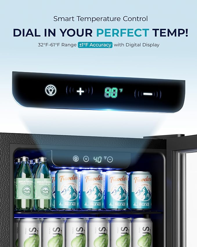 Euhomy Beverage Refrigerator And Cooler, 128 Can Mini Fridge With Glass Door, Small Refrigerator With Adjustable Shelves For Soda Beer Or Wine, Perfect For Home/Bar/Office, Silver - View 5 | Fridge.com