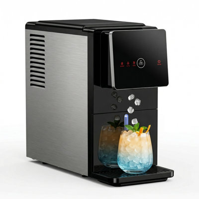 Euhomy 7 In. 40 Lb. Nugget Ice Countertop Portable Ice Maker In Black Finish With Automatic Ice Dispense | Fridge.com