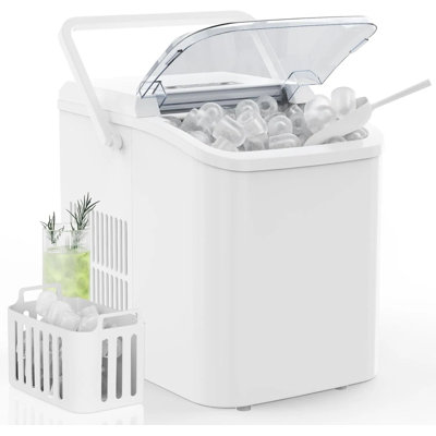 Countertop Ice Maker With Handle  26lbs/24h Portable Ice Machine, 9 Bullet Ice Cubes Ready In 6 Mins, Self-cleaning, Quiet Compact Ice Maker For Home | Fridge.com
