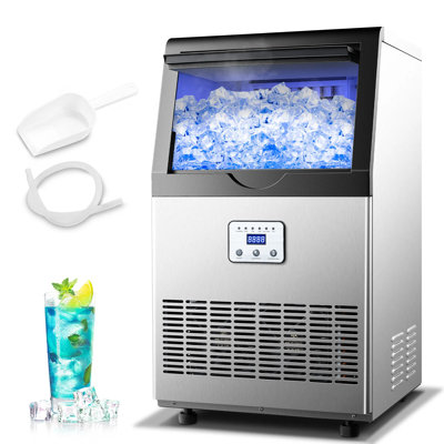 110lbs/24h Commercial Ice Maker Machine, Under Counter & Freestanding Stainless Steel Ice Maker With Auto-cleaning & Drain Pump, 28lbs Storage, For Ba | Fridge.com