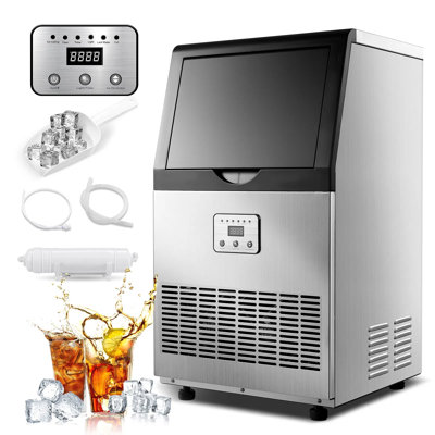 Commercial Ice Maker Machine 100lbs/24h, Auto Self-cleaning With Led Display & Blue Light, Under Counter/freestanding Ice Maker For Home, Office, Bar | Fridge.com