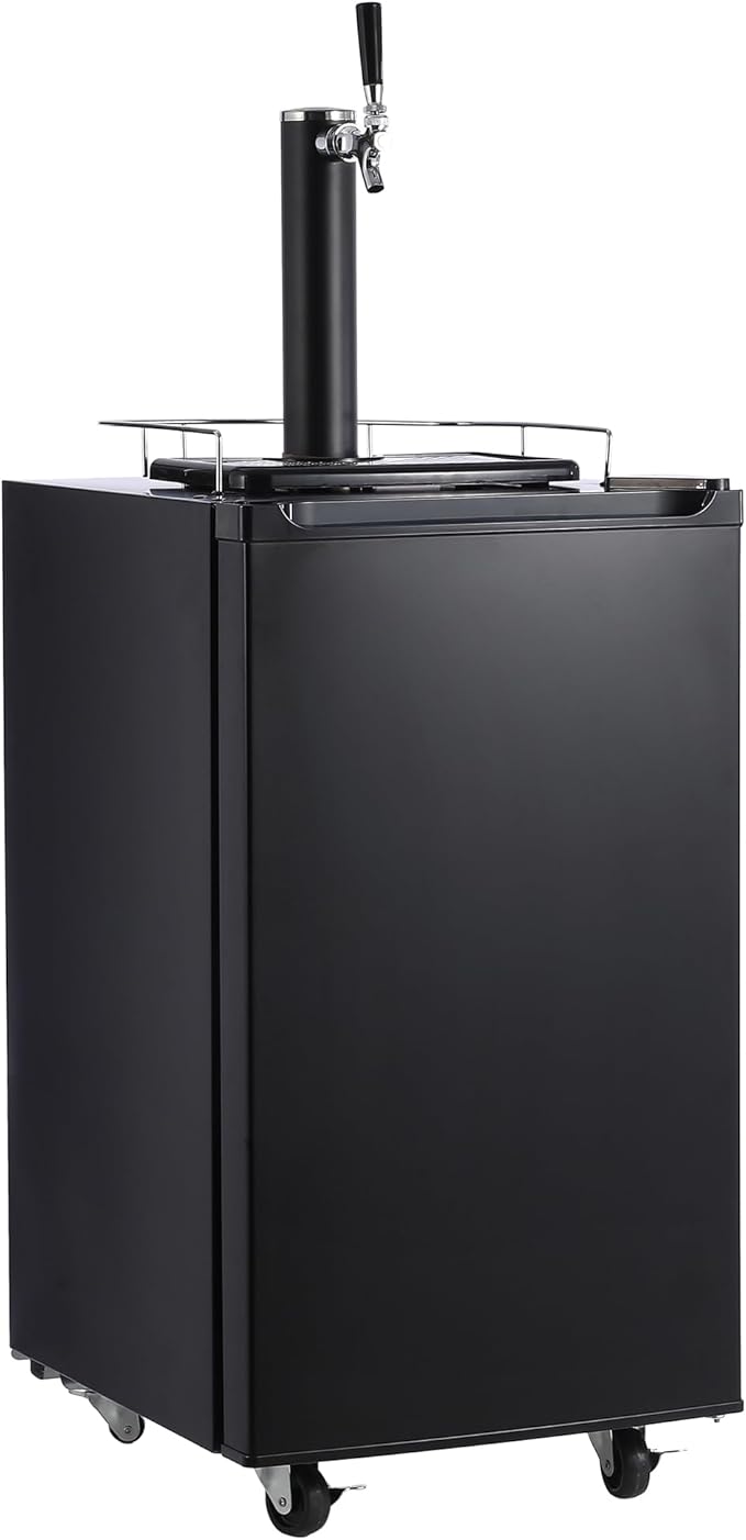Beer Kegerator, Single Tap Draft Beer Dispenser, Full Size Kegerator and Keg Beer Cooler With Shelves & Drip Tray & 4 Casters, Stainless Steel Keg Dispenser, 32°F- 50°F Temperature Control, 97L | Fridge.com