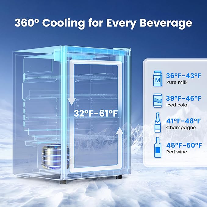 Feelfunn 4.5 Cu.Ft Beverage Refrigerator Cooler - 145 Can Mini Fridge Glass Door for Soda Beer Wine, Small Refrigerator for Bedroom Office Home Bar, 4 Adjustable Shelves, Silver | Fridge.com