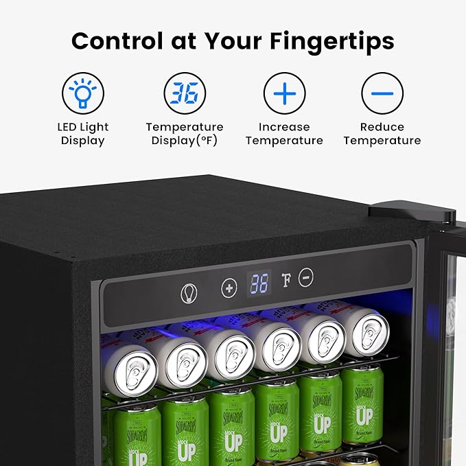 Feelfunn 4.5 Cu.Ft Beverage Refrigerator Cooler - 145 Can Mini Fridge Glass Door for Soda Beer Wine, Small Refrigerator for Bedroom Office Home Bar, 4 Adjustable Shelves, Silver | Fridge.com