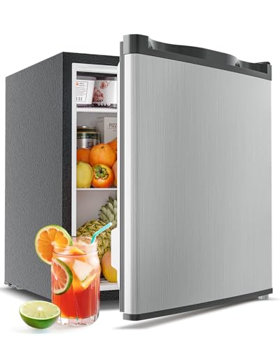 Feelfunn Mini Fridge with Freezer - 1.7 Cu.Ft Single Door Mini Refrigerator with Adjustable Thermostat, Low Noise, Energy Saving, Small Fridge for Bedroom, Apartment, Dorm, Classroom, Office - Silver | Fridge.com