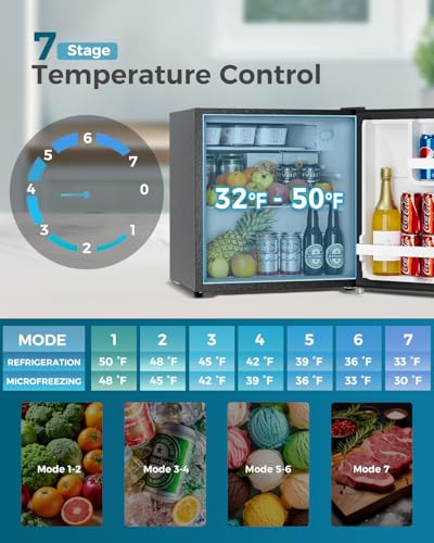 Feelfunn Mini Fridge With Freezer - 1.7 cu.ft Single Door Mini Refrigerator With Adjustable Thermostat, Low Noise, Energy Saving, Small Fridge For Bedroom, Apartment, Dorm, Classroom, Office - Silver - View 3 | Fridge.com
