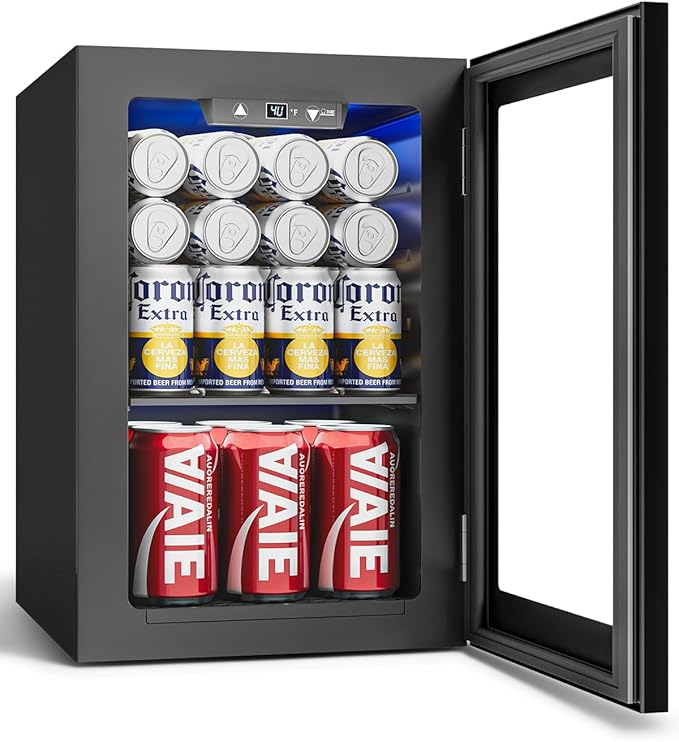 Feelfunn 24 Cans Beverage Refrigerator Cooler - Mini Fridge with Digital Temperature Control, Soda Wine Beer Drink Fridge - Small Refrigerator for Office Home Bedroom Dorm Bar, Black | Fridge.com