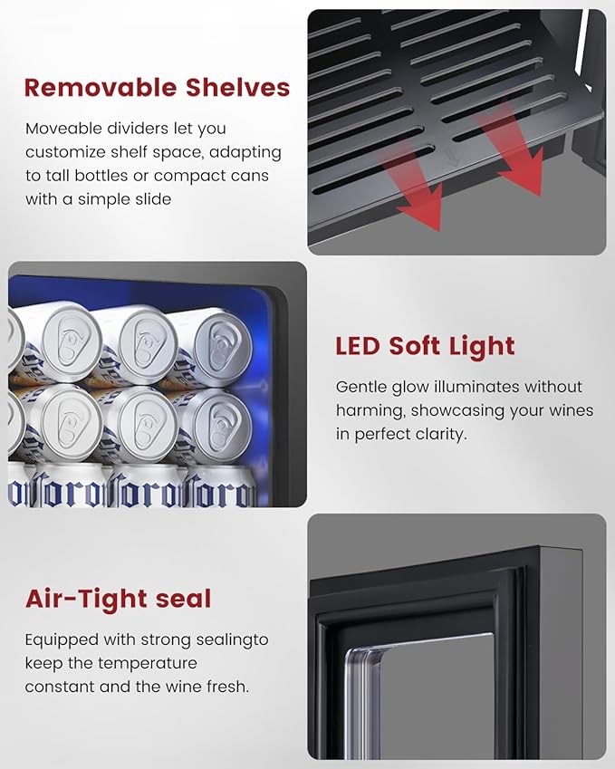 Feelfunn 24 Cans Beverage Refrigerator Cooler - Mini Fridge With Digital Temperature Control, Soda Wine Beer Drink Fridge - Small Refrigerator For Office Home Bedroom Dorm Bar, Black - View 5 | Fridge.com