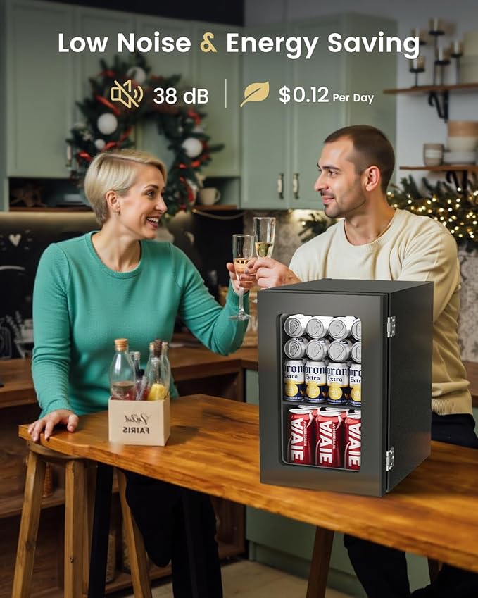 Feelfunn 24 Cans Beverage Refrigerator Cooler - Mini Fridge With Digital Temperature Control, Soda Wine Beer Drink Fridge - Small Refrigerator For Office Home Bedroom Dorm Bar, Black - View 6 | Fridge.com
