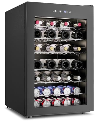 Feelfunn 4.5 Cu.Ft Wine Cooler Refrigerator - 45 Bottle Wine Fridge with Glass Door for Beer Soda Water Drink, Small Wine Cellar Beverage Refrigerator for Bedroom Home Office Bar Dorm, Black | Fridge.com